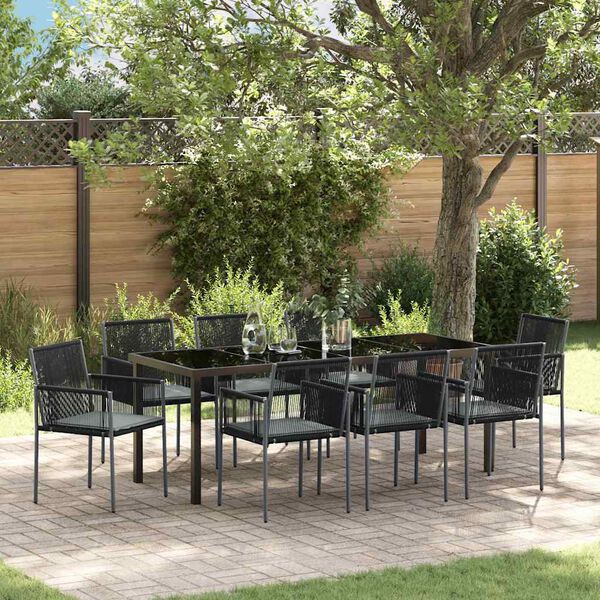 vidaXL Set da Pranzo per Giardino 9 pcs Nero Rattan in PE
