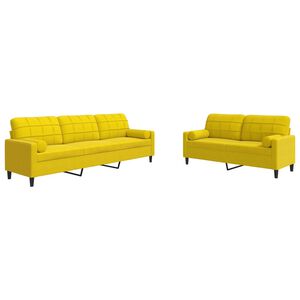 vidaXL Set di Divani 2 pz con Cuscini e Rinforzi Giallo in Velluto
