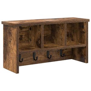 vidaXL Appendiabiti a muro con lo scaffale Rovere fum&eacute; 50 x 16 x 26 cm