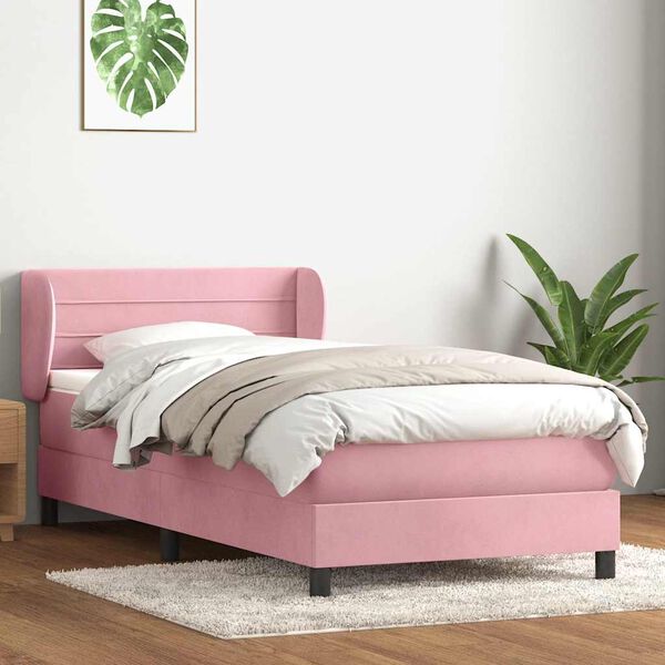 vidaXL Giroletto a Molle con Materasso Rosa 90x210 cm Velluto