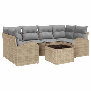vidaXL Set Divano da Giardino 7 pz 6-Numero di posti Beige e grigio