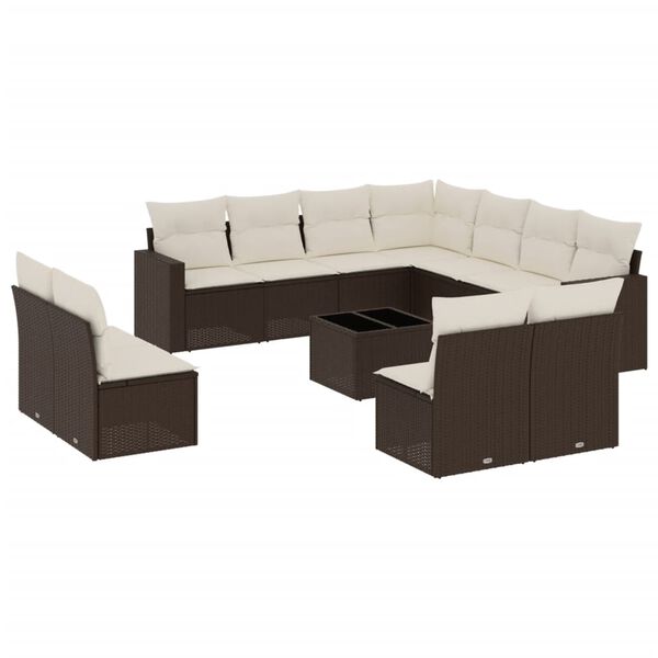 vidaXL Set Divani da Giardino 12 pz con Cuscini Marrone in Polyrattan