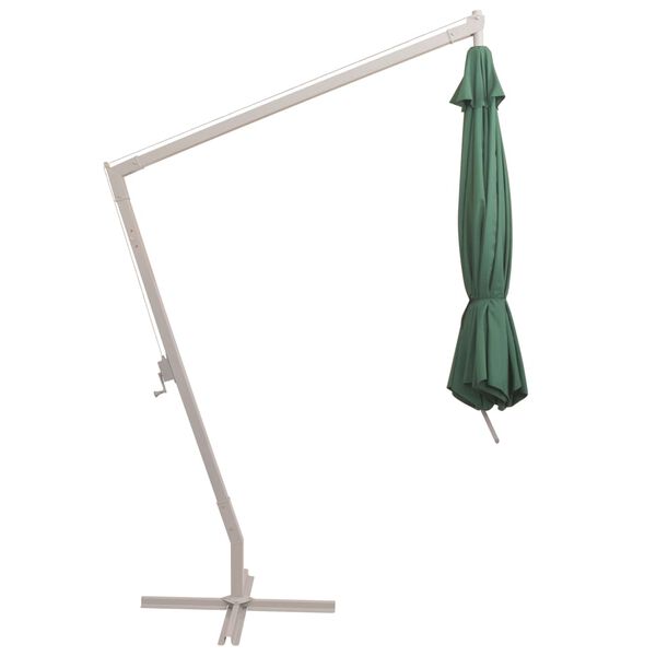 vidaXL Ombrellone Pensile 350 cm Verde Palo in Alluminio