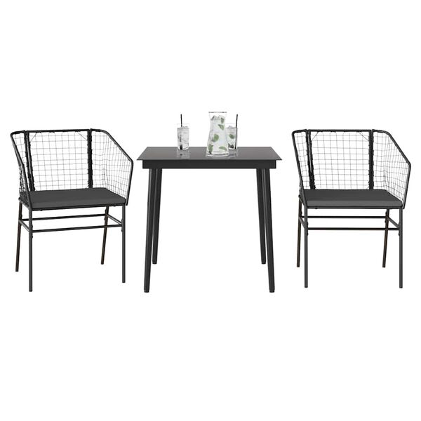 vidaXL Set da Pranzo da Giardino 3 pz con Cuscini Polyrattan Vetro