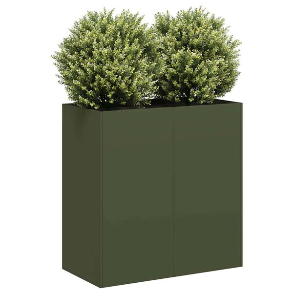 vidaXL Fioriera Verde Oliva 80x40x80 cm in Acciaio Laminato a Freddo