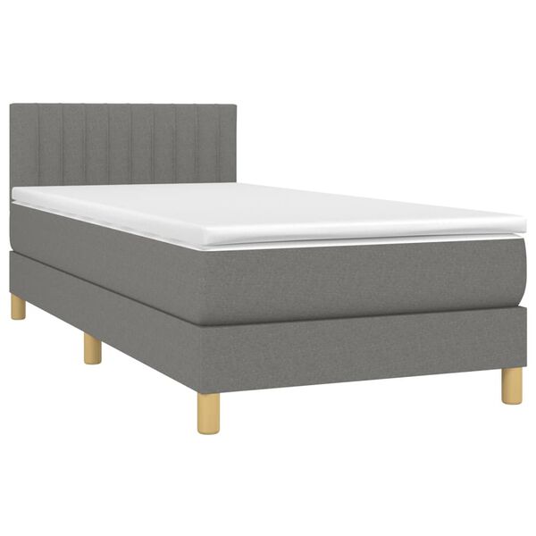 vidaXL Letto a Molle Materasso e LED Grigio Scuro 80x200 cm in Tessuto