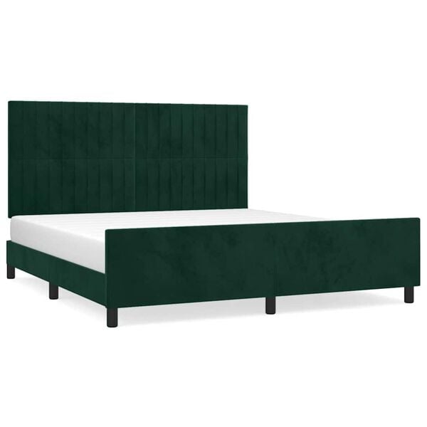 vidaXL Giroletto senza Materasso Verde Scuro 160x200 cm in Velluto