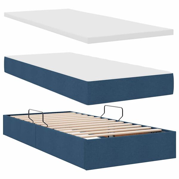 vidaXL Letto con Contenitore Blu 200 x 200 cm Pelle Sintetica