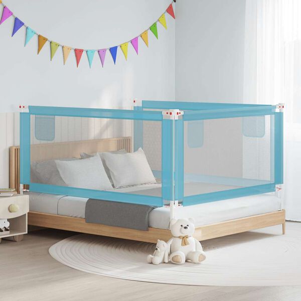 vidaXL Sponda Letto di Sicurezza per Bambini Blu 180x25 cm in Tessuto