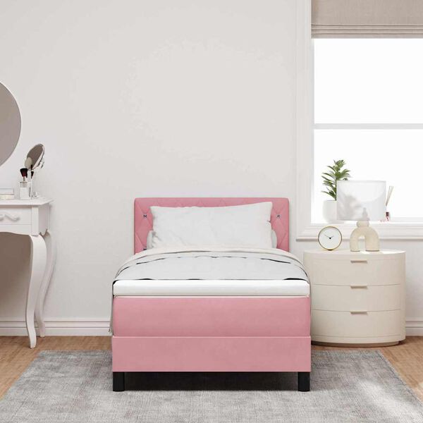 vidaXL Letto a molle con materasso Rosa 90 x 190 cm Velluto