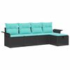 vidaXL Set Divano da Giardino 5 pcs Nero e Turchese polyrattan