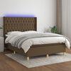 vidaXL Letto a Molle Materasso e LED MarroneScuro 140x190cm in Tessuto