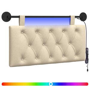 vidaXL Testiera sospesa Con luce LED Crema Tessuto