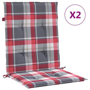 vidaXL Cuscini per Sedia 2 pz a Quadri Rossi 100x50x3cm Tessuto Oxford