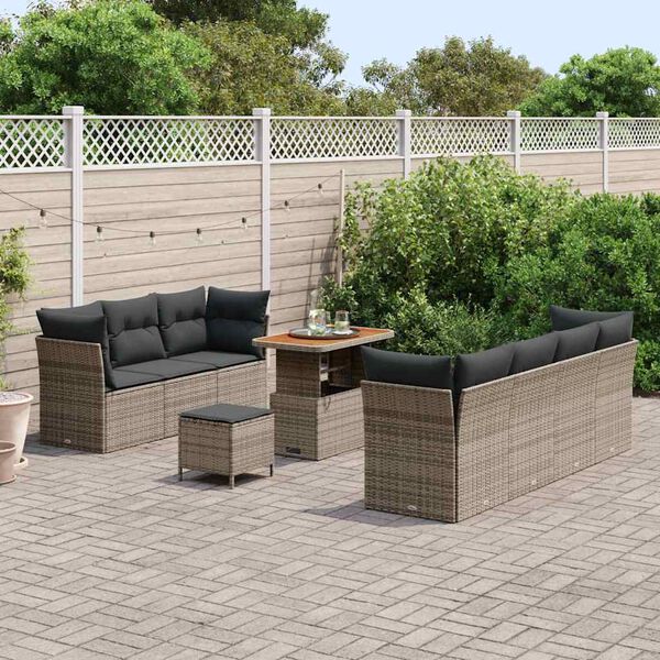 vidaXL Set Divano da Giardino con cuscino 10 pcs Grigio