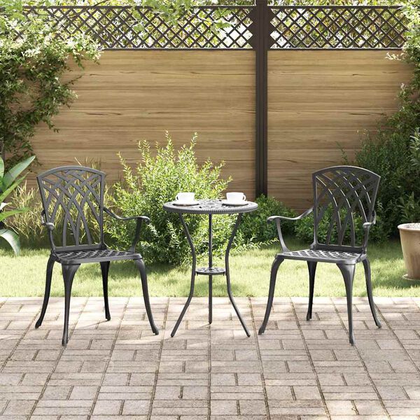 vidaXL Sedia da Giardino 2 pcs Nero 55 x 56.5 x 91cm Alluminio