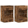 vidaXL Mobili da parete con luci LED per TV 2pz Rovere Fumo 40x30x60,5 cm