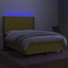 vidaXL Letto a Molle con Materasso e LED Verde 140x200 cm in Tessuto