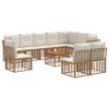 vidaXL Set di divani da esterno 11 pcs Naturale e Bianco Crema