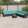 vidaXL Set Divani da Giardino 10 pz con Cuscini Nero in Polyrattan