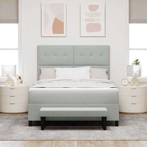 vidaXL Letto a molle con materasso Grigio chiaro 160 x 200 cm Velluto