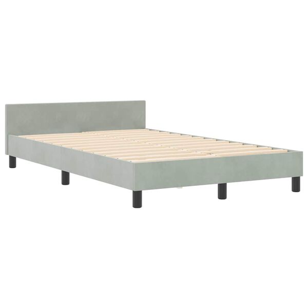 vidaXL Letto a molle con testiera Grigio chiaro 120 x 190 cm Velluto