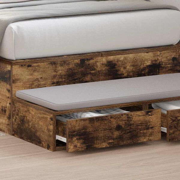 vidaXL Cassetti per letto con cassetto Rovere fumé 80 x 36,5 x 16,5 cm