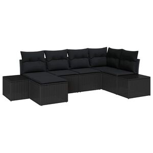 vidaXL Set Divano da Giardino con cuscino 6 pcs Nero polyrattan