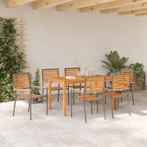 vidaXL Set da Pranzo per Giardino 7 pcs Grigio