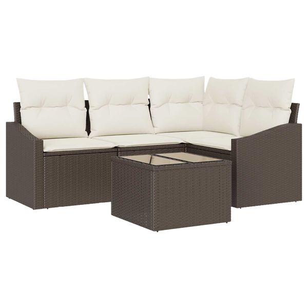 vidaXL Set Divano da Giardino 5 pcs Marrone e Crema polyrattan