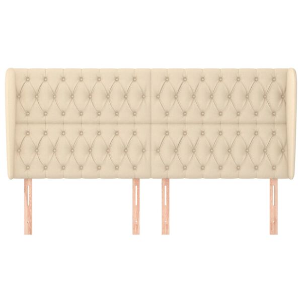 vidaXL Testiera ad Orecchio Crema 203x23x118/128 cm in Tessuto