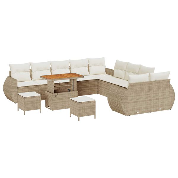 vidaXL Set Divano da Giardino 13 pcs Beige polyrattan
