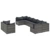 vidaXL Set Divano da Giardino 9 pz con Cuscini Grigio in Polyrattan