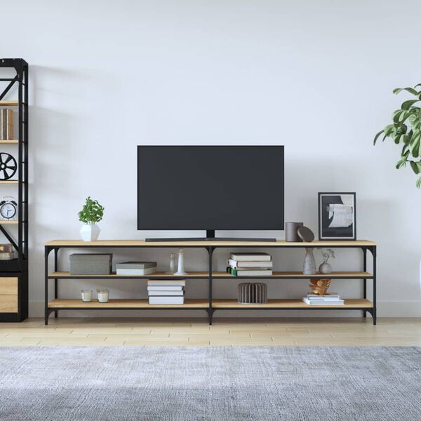 vidaXL Mobile TV Rovere Sonoma 200x30x50cm Legno Multistrato e Metallo