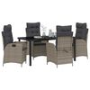 vidaXL Set da Pranzo per Giardino con cuscino 5 pcs Grigio polyrattan