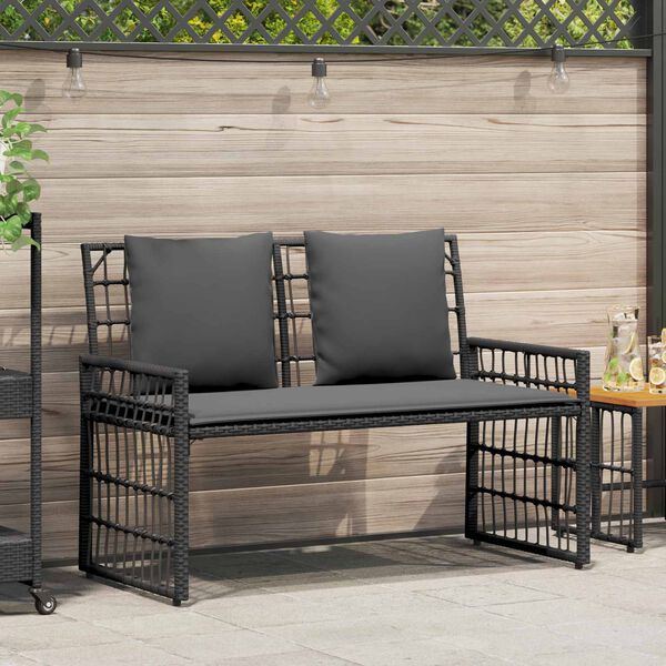 vidaXL Panchina da esterno Nero e Grigio scuro 116 x 55 x 82 cm