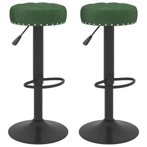 vidaXL Sgabelli da Bar 2 pz Verde Scuro in Velluto