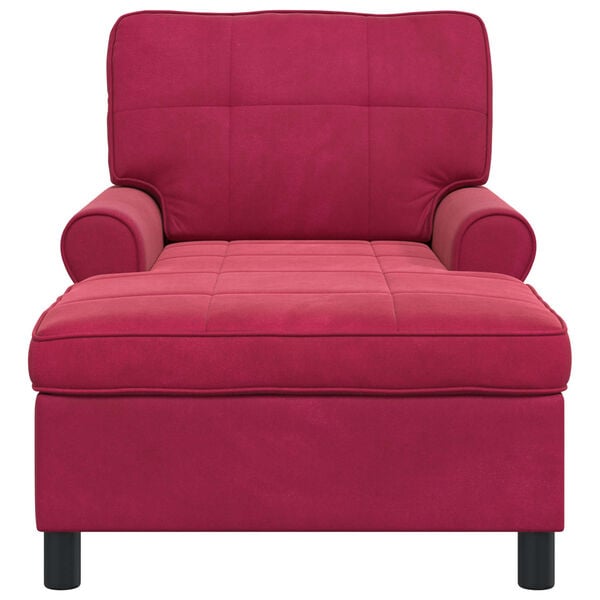 vidaXL Chaise Lounge con cuscino Rosso Vino 91 x 157 x 91 cm Velluto