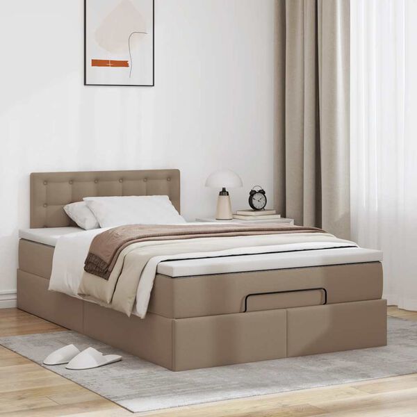 vidaXL Pouf Letto con Materassi e LED Cappuccino 120x190 cm Similpelle