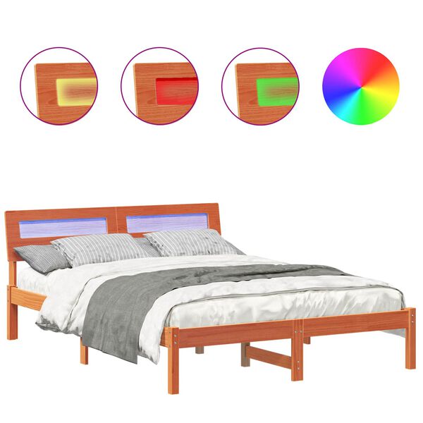 vidaXL Struttura del letto Marrone cerato 120 x 190 cm Pino massello