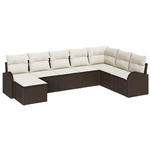 vidaXL Set di divani con cuscino 8 pcs Marrone e bianco polyrattan