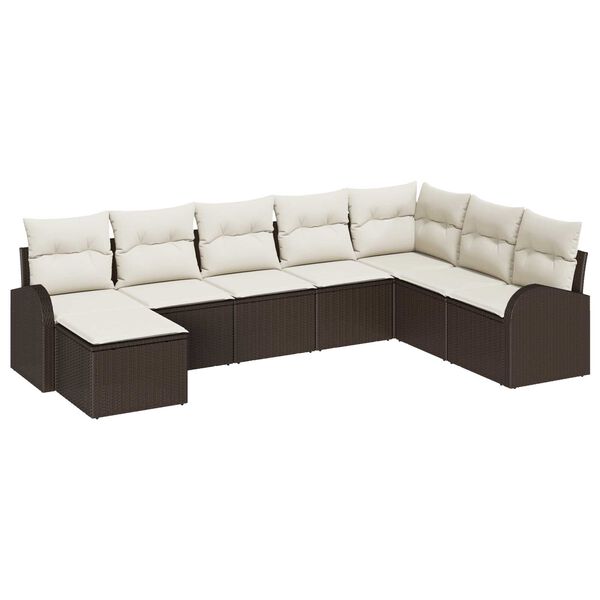 vidaXL Set di divani con cuscino 8 pcs Marrone e bianco polyrattan