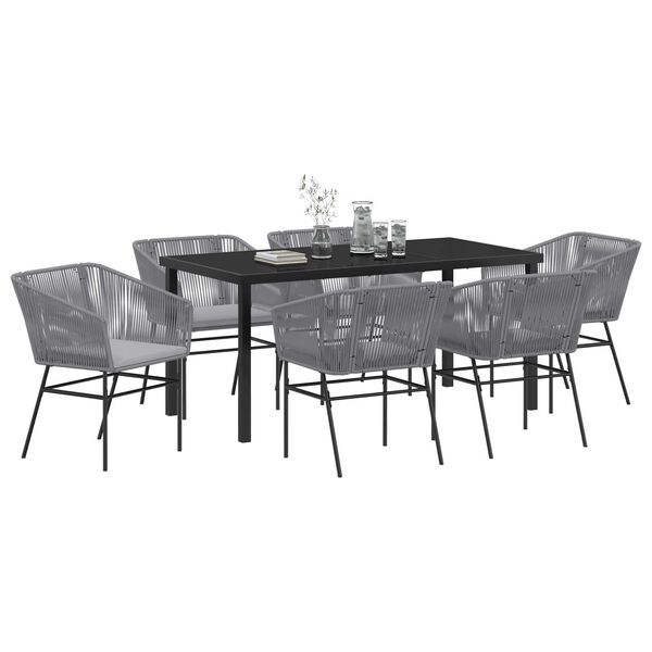 vidaXL Set da Pranzo per Giardino con cuscino 7 pcs Grigio