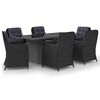 vidaXL Set da Pranzo da Giardino 7 pz in Polyrattan Nero