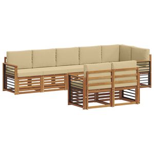 vidaXL Set di divani da esterno 8 pz Naturale e Beige Poliestere