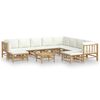 vidaXL Set Salotto da Giardino 11pz con Cuscini Bianco Crema in Bamb&ugrave;
