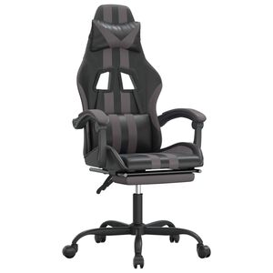 vidaXL Sedia da Gaming Girevole Poggiapiedi Nero e Grigio Similpelle
