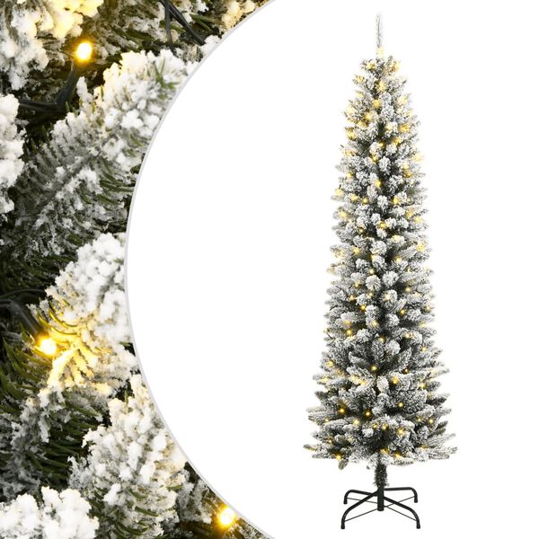 vidaXL Albero di Natale Artificiale con 150 LED e Neve Fioccata 120 cm