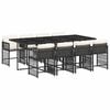 vidaXL Set da Pranzo da Giardino 9 pz con Cuscini Nero in Polyrattan