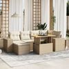 vidaXL Set Divani da Giardino 7 pz con Cuscini Beige in Polyrattan